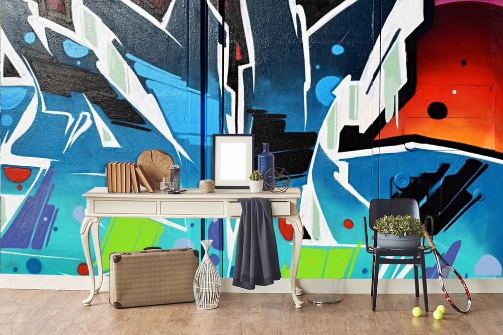 3D Graffiti Abstract Self-adhesive Removable Wallpaper Murals Wall Sticker FC31-image