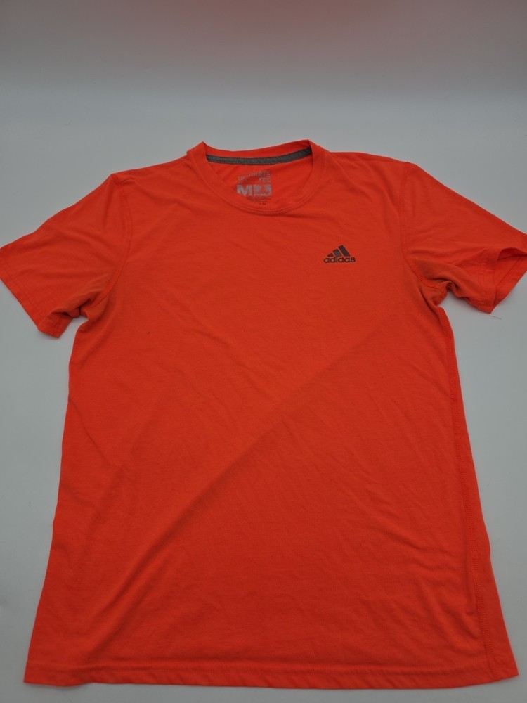Adidas T-Shirt Men Medium Graphic Orange Fusion Tee Cotton Polyester .#41382