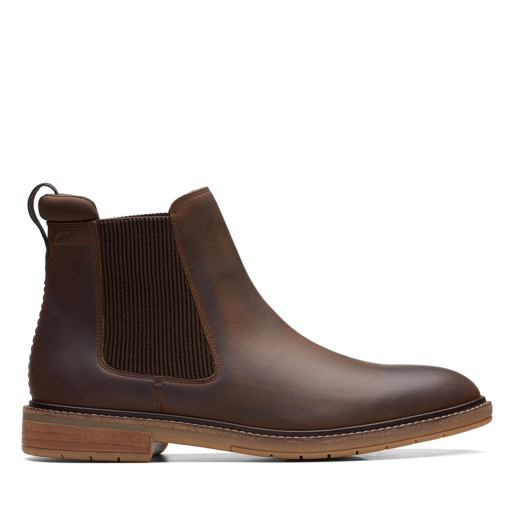 Clarks Clarkdale Hall Mens Brown Wide Fit Leather Chelsea Boots 26163069