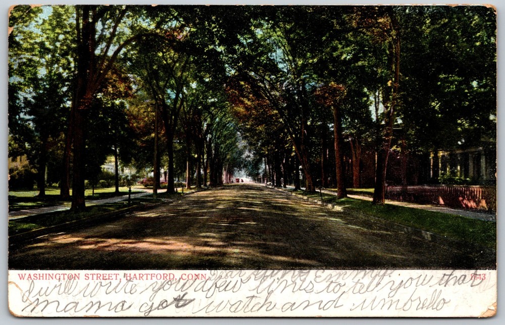 1907 Washington Street Hartford Connecticut ANTIQUE Postcard