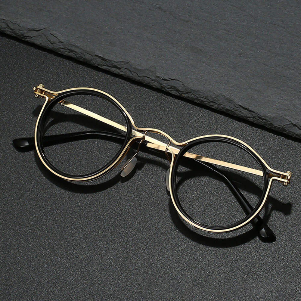 Vintage Round Blue Light Blocking Glasses Full Rim Plastic Frame Zero Power