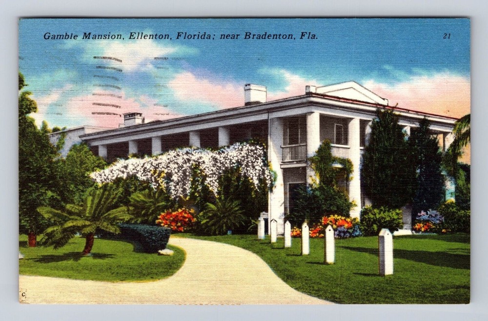 Bradenton FL-Florida, Gamble Mansion, Antique, Vintage c1963 Souvenir Postcard