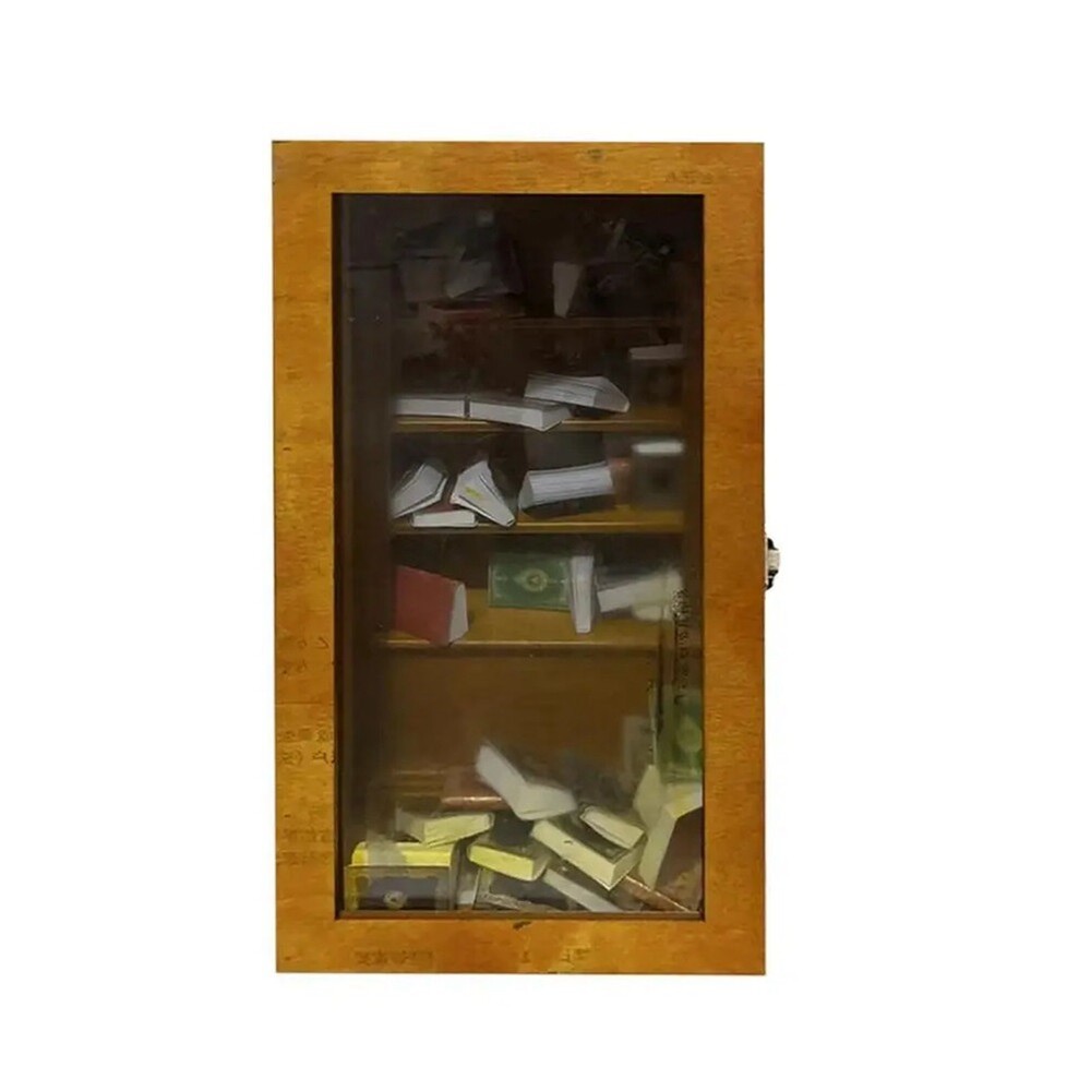 Miniature Bookshelf Pocket Anxiety Bookshelf Wooden Tiny Book Library8419