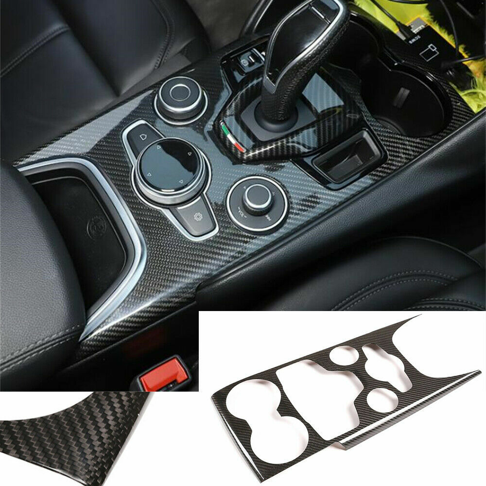 Real Carbon Fiber Gear Shift Panel Cover Fit for Alfa Romeo Giulia 2020-22