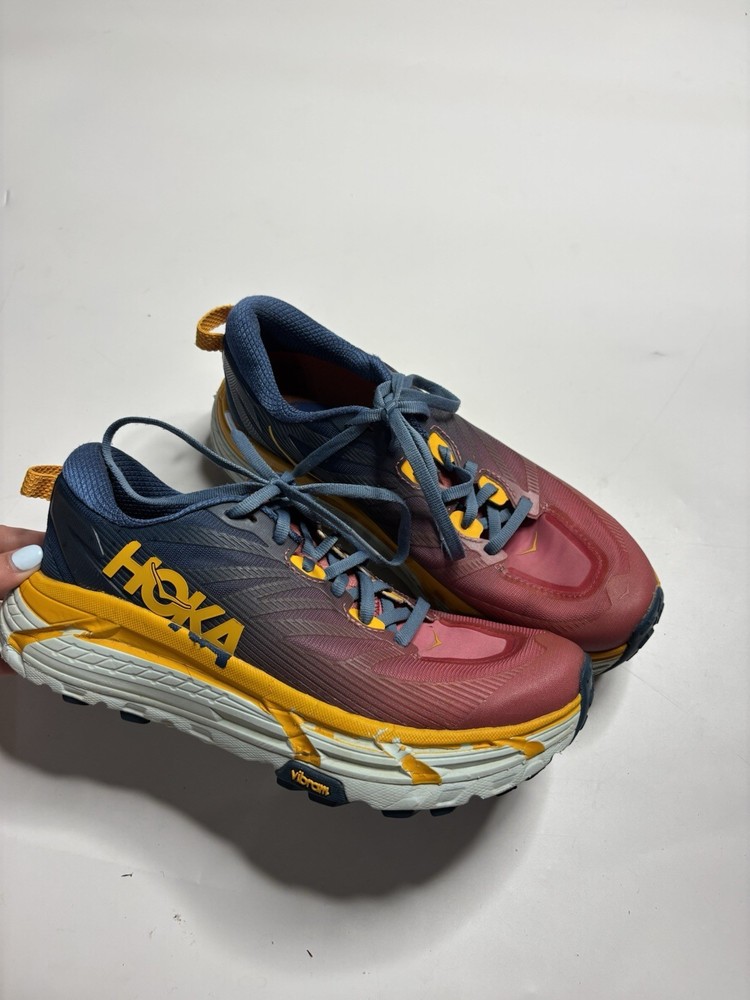 Hoka Womens Size 7.5 B Mafate Speed 3 Hiking Shoes Vibram Soles Colorful Design