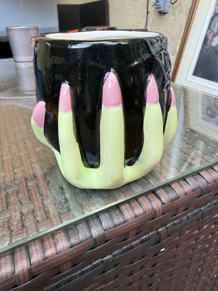Cobwebs & Cauldrons Witch Hands Spiderwebs Halloween Coffee Tea Mug Black