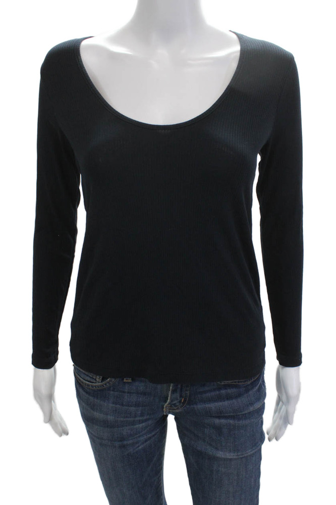 James Perse Women Basic Black Long Sleeve T-Shirt Size 1Free Shipping in US $100+ Orders | $6.95 Orders Below