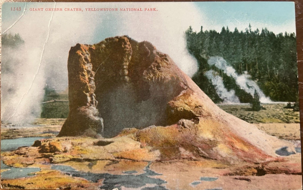 Antique postcard: Giant Geyser Crater, Yellowstone National Park, unposted