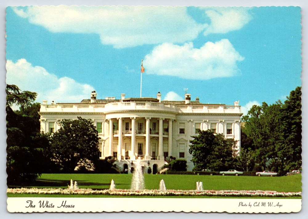 Washington D.c. Usa The White House South Lawn Fountain Vintage Photo Postcard