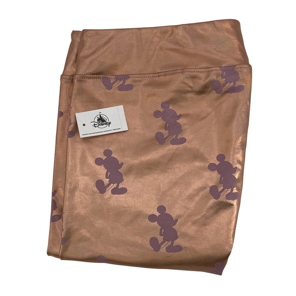 Disney Theme Park Mickey Mouse Rose Gold Foil Print Leggings Women's Large New