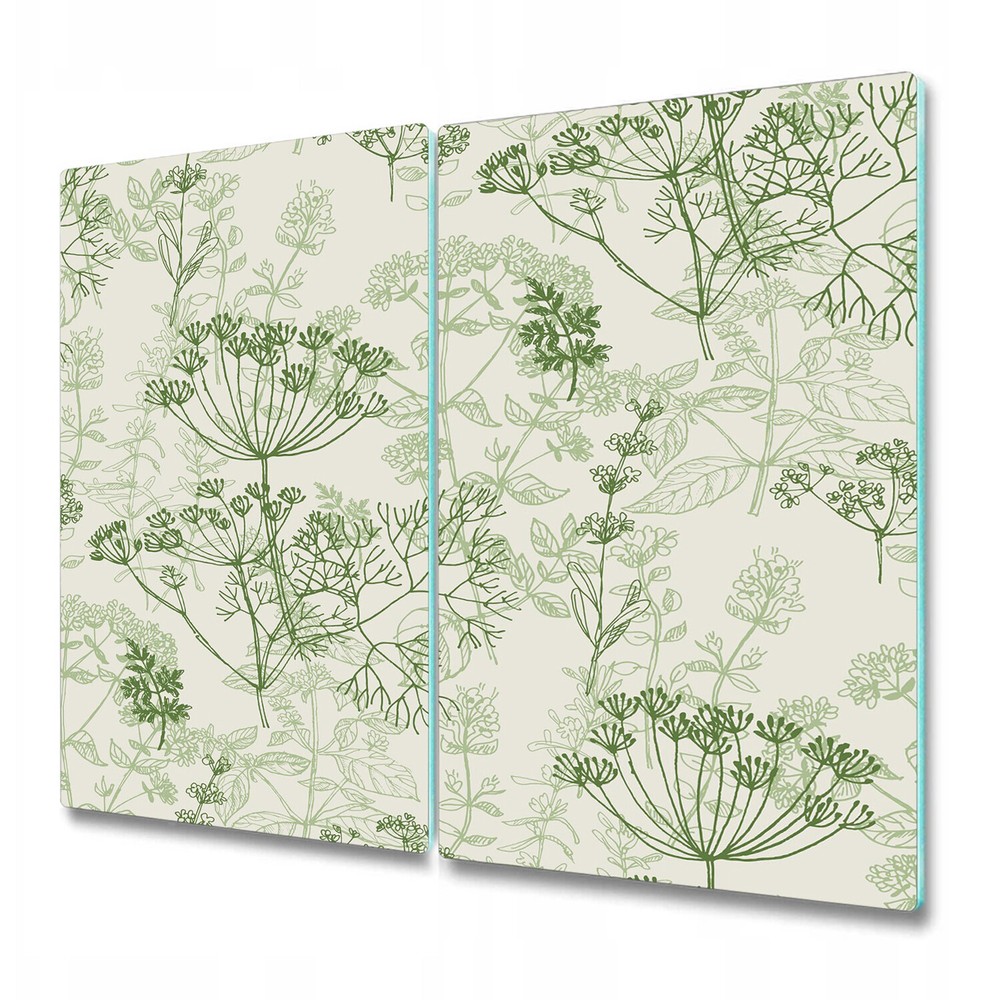 Glass Worktop Kitchen Chopping Board Herbal French green botanical 2x30x52