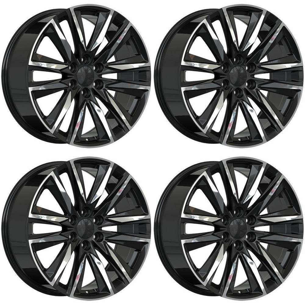 Set of 4 Black 20in OEM Replica Wheel Rims for Cadillac Escalade, OEQ5U82 20x9 6