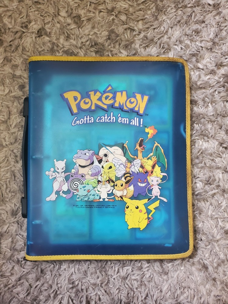 Vintage 1999 Pokemon 3-Ring Binder with Original Blockbuster Cards