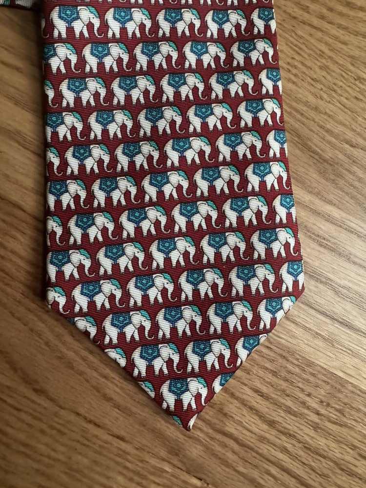 Beaufort Tie Rack Neck Tie 100% Silk Elephants Red 3.5
