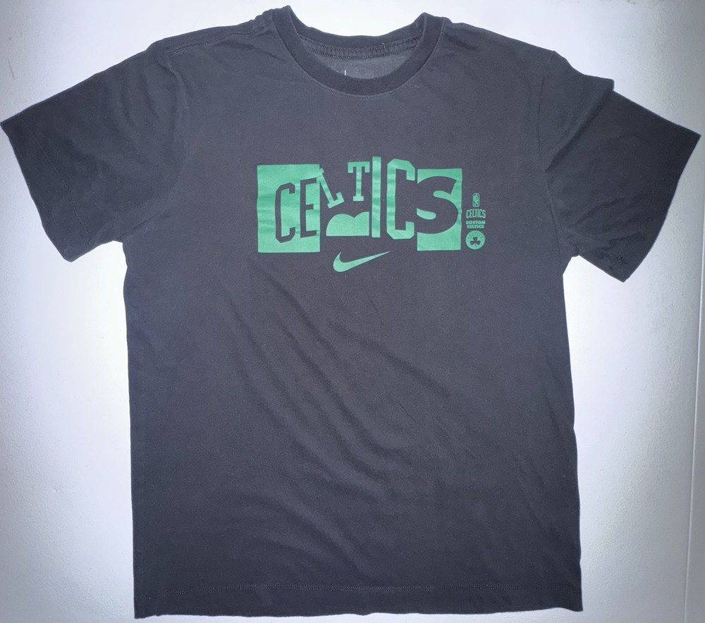 Boston Celtics Nike Dri-Fit Shirt Men’s Size Medium Abstract Graphic Black NBA-image