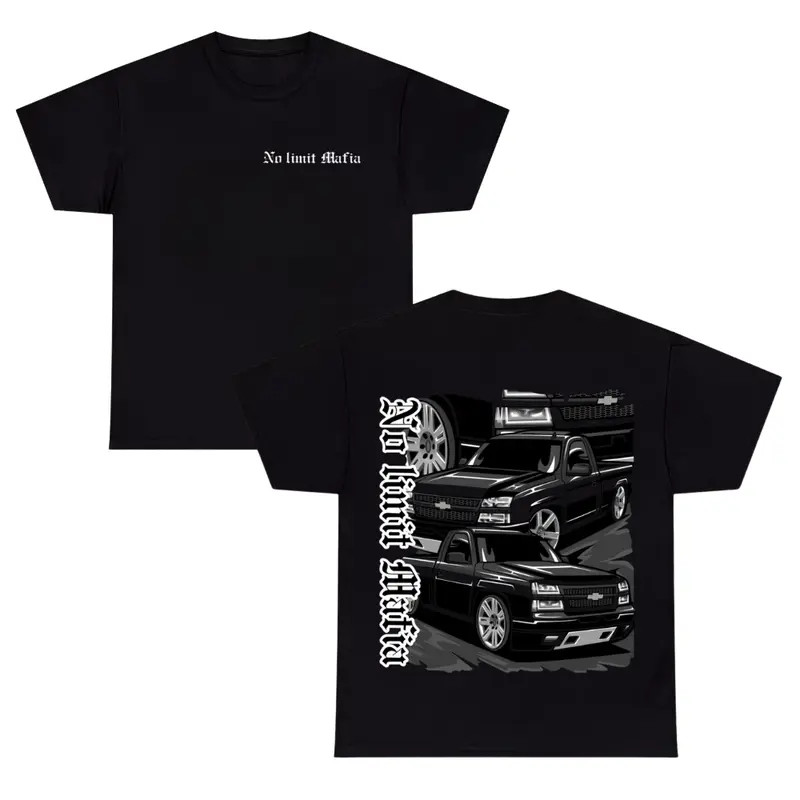 No Limit Mafia Black Chevy Silverado T-Shirt ? Lowered Street Truck Graphic Tee