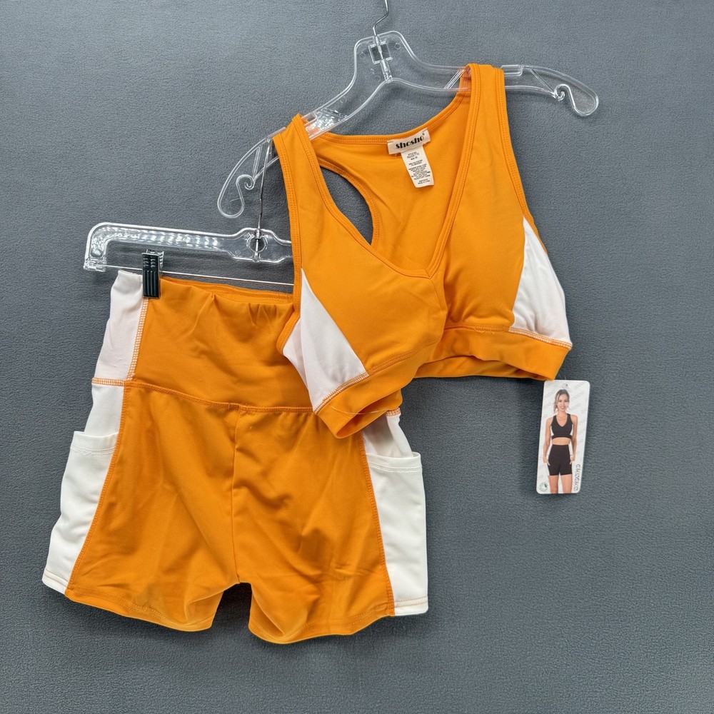 Activewear 2 Piece Medium Workout Set High Waisted Sports Bra Shorts Gym Outfit