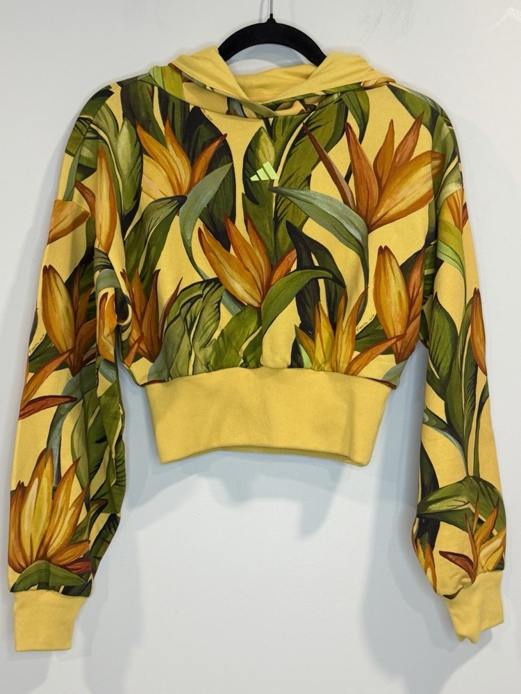 Adidas x FARM Rio Women’s Hoodie Floral Cropped Sweatshirt JD6282 Size XS NWT