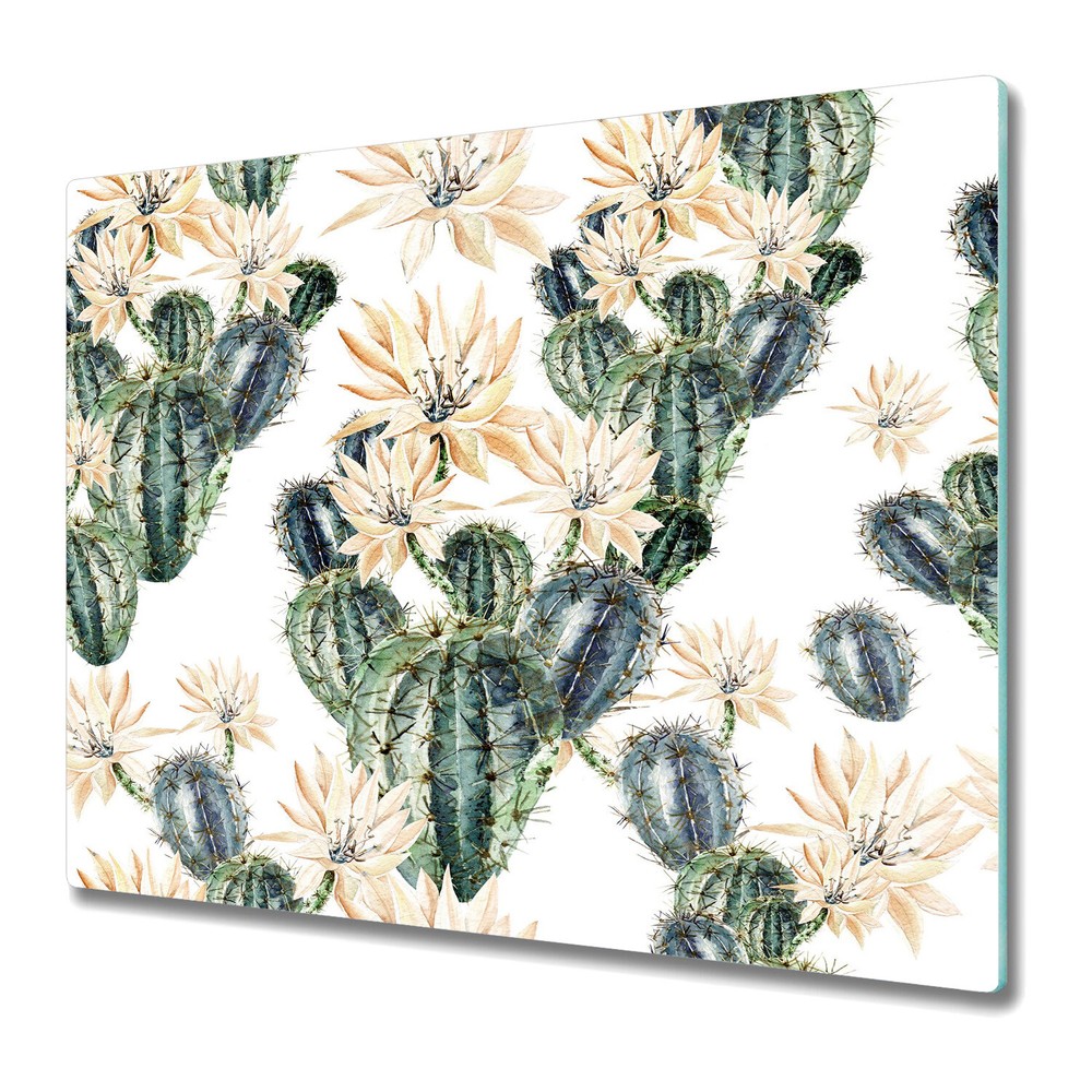 Glass Chopping Board Worktop Saver Cactus Flowers | Tropical Flowers | 60x52