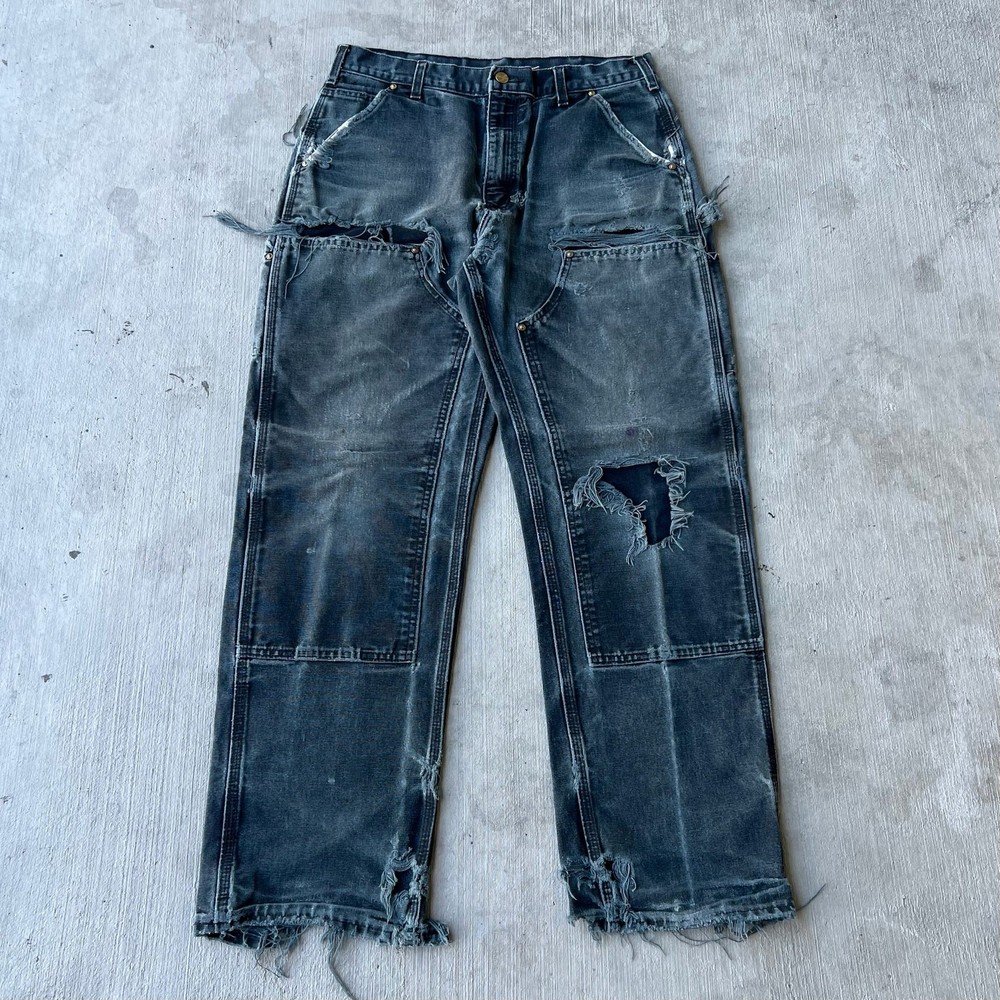 Carhartt faded black double knee work wear carpenter pants