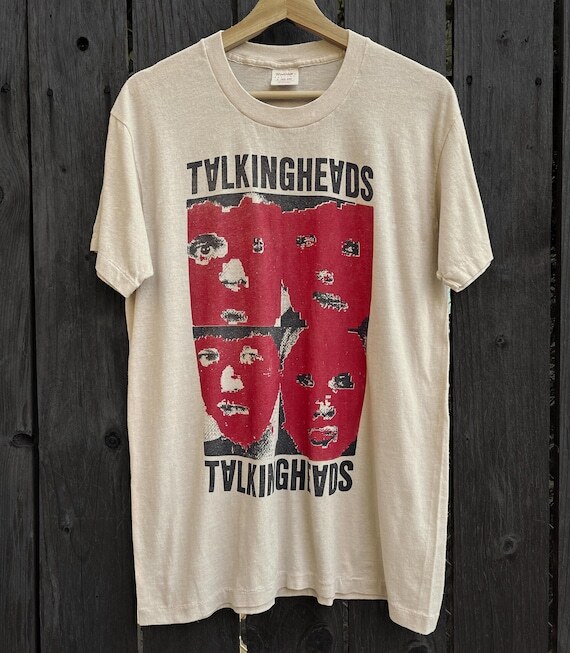 Talking Heads band rare design Natural short sleeve T shirt remake tee