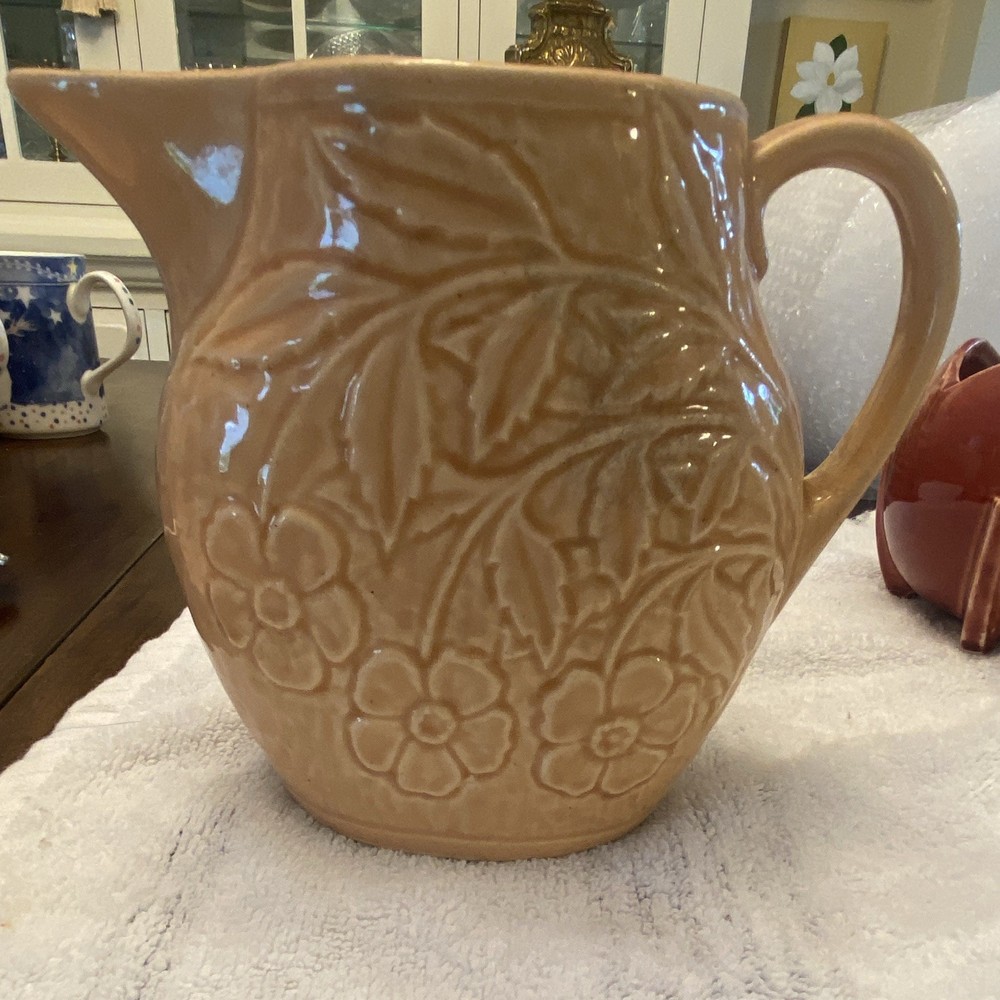 Vintage Brush McCoy Falling Flowers pattern pitcher. No chips or cracks