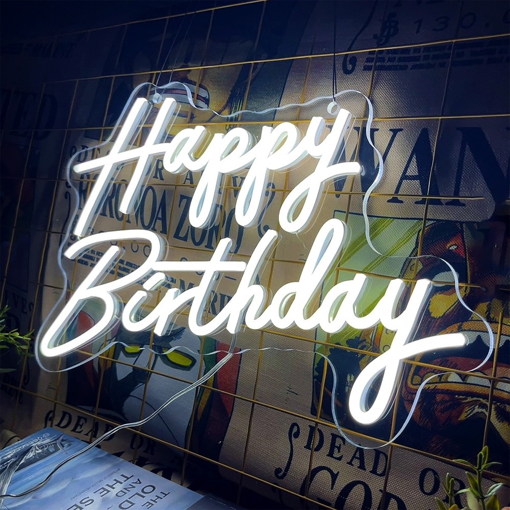 customized Happy Birthday neon sign LED Illuminated sign bar beer acrylic wall