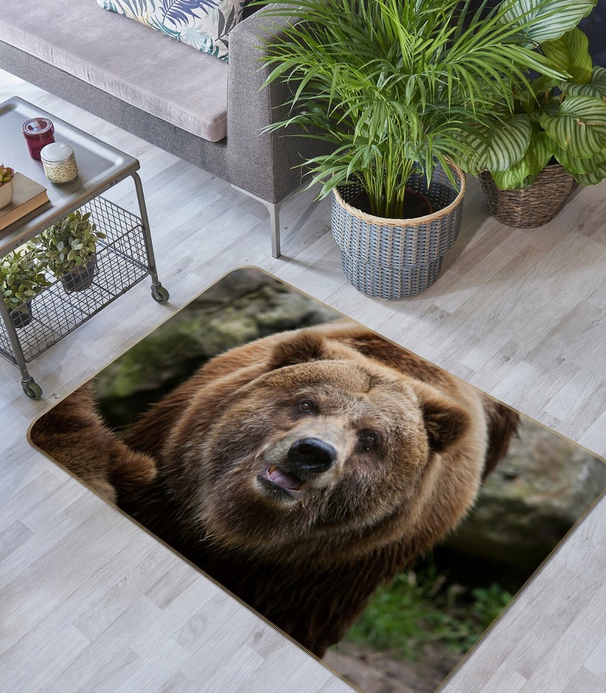 3D Fat Brown Bear O763 Animal Non Slip Rug Mat Elegant Photo Carpet Fay