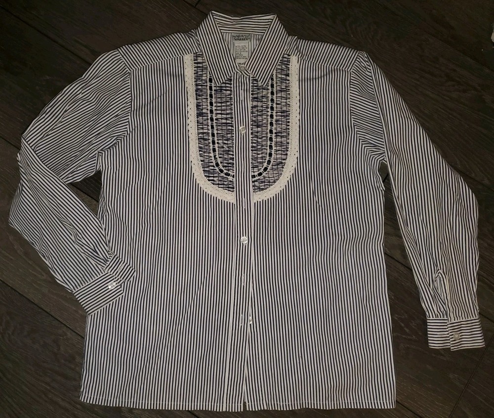 Vintage Napa Valley Striped Button-down Bib Shirt Size Small