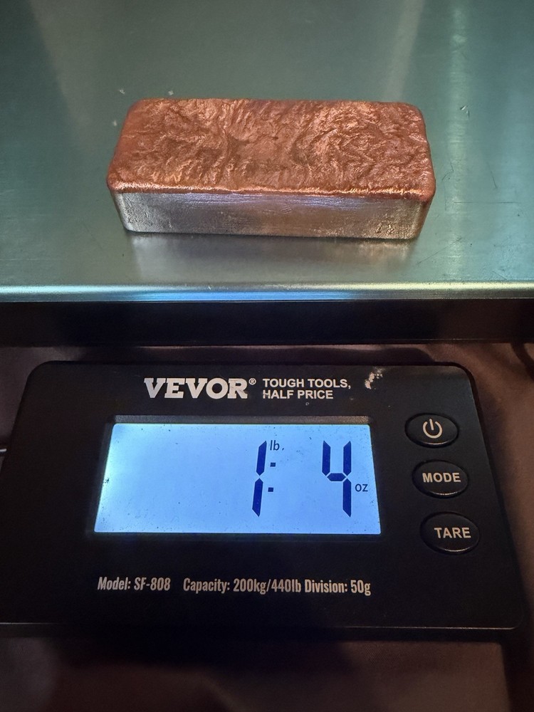 Copper Ingot Bar 1 lb 4 oz Raw Material