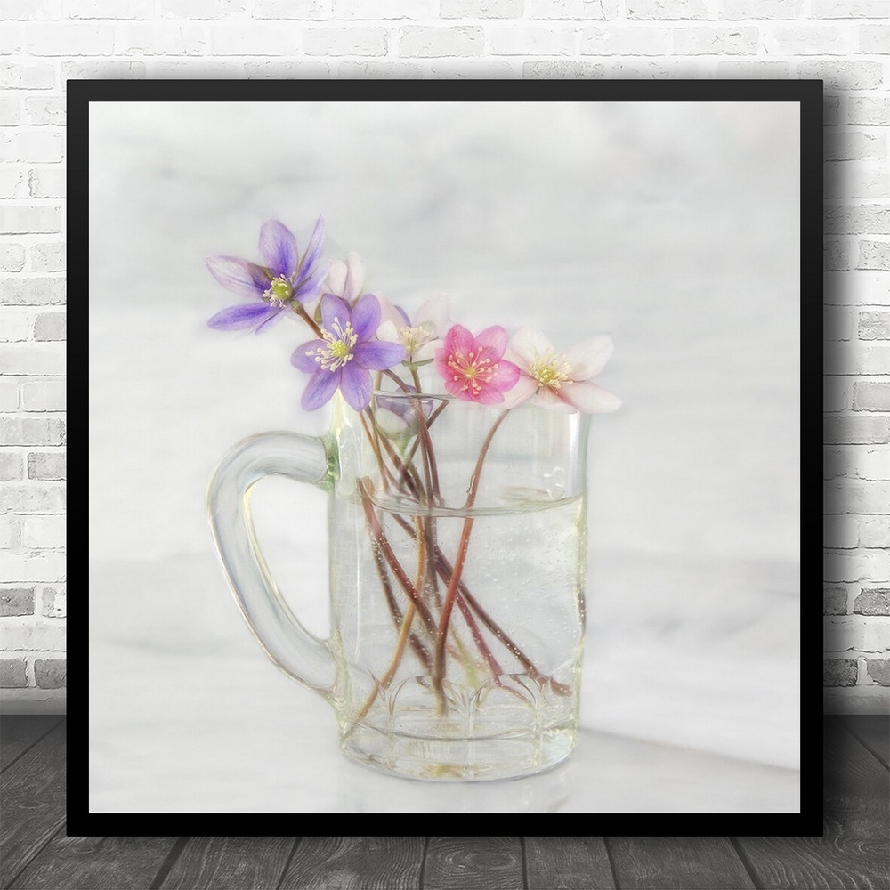 Flower High Key Mug Jug Delicate Soft Gentle Summer Still Life Square Art Print
