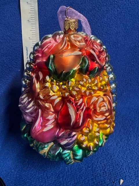 Christopher Radko Flower Basket Glass Ornament Xmas Spring Easter 1998 Ltd Ed 6