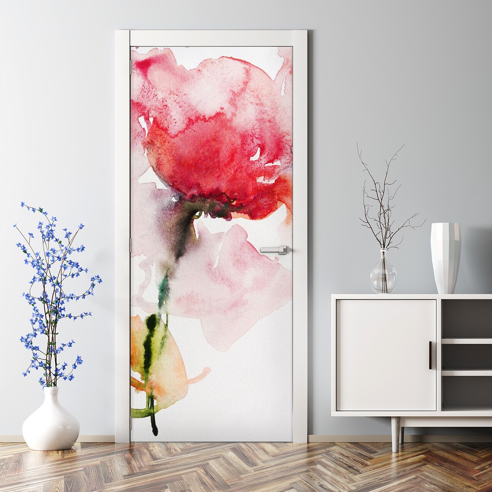 Decal Floral Watercolour Abstract Decor Bubble Free Door sticker self-adhesive