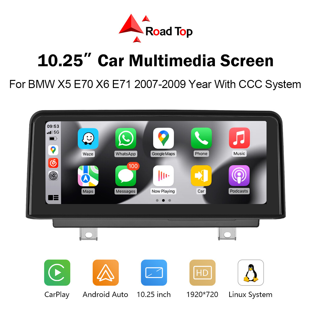 10.25'' Android Auto CarPlay Car TouchScreen For BMW X5 E70 X6 E71 CCC 2007-2010
