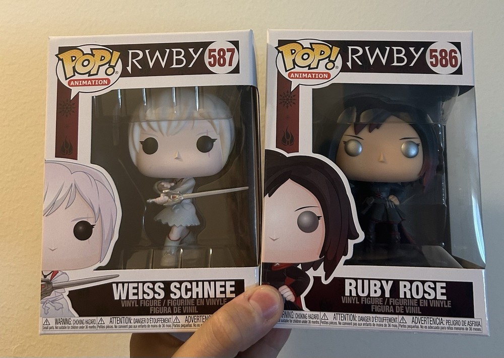 Lot of 2 Funko Pop RWBY Ruby Rose & Weiss Schnee Vinyl Figures #586 #587
