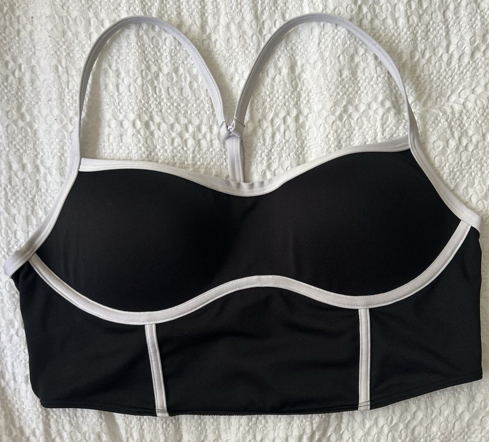 Victoria’s Secret PINK Push Up Sports Bra Long Line Padded Black White Size L