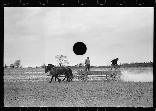 Photo:1930s Horse Drawn Farm Wagon Plowing Field Agriculture Print