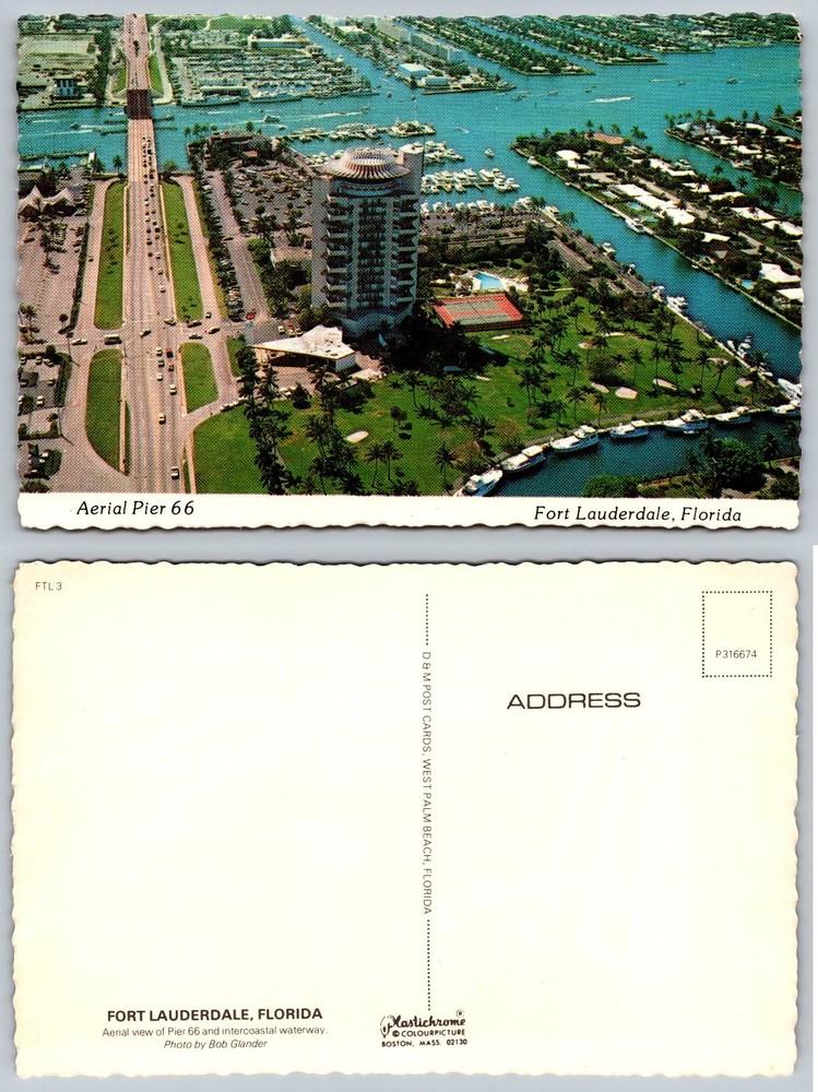 Vintage Postcard Aerial Pier 66 Hotel Marina Fort Lauderdale Florida