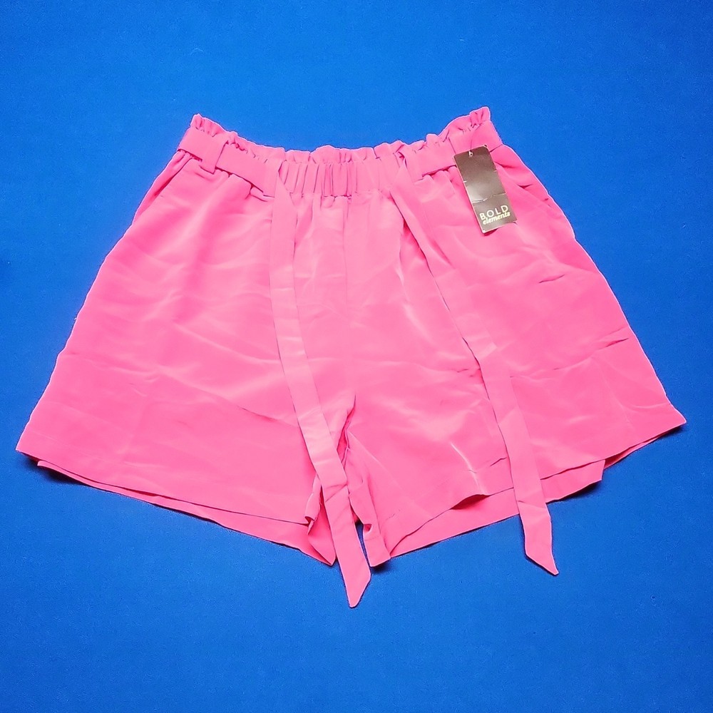 BOLD elements Paperbag Shorts Pink High Rise Tie Waist Lightweight Women's M