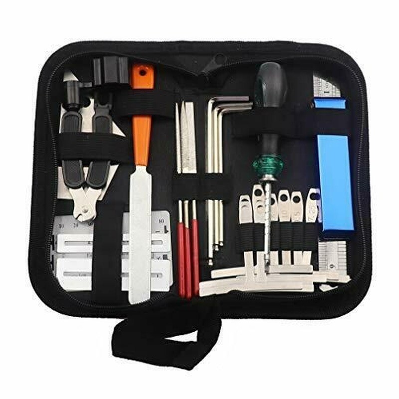 Guitar Tool Kit for Repair and Maintenance with String Organizer and Action Ruler
