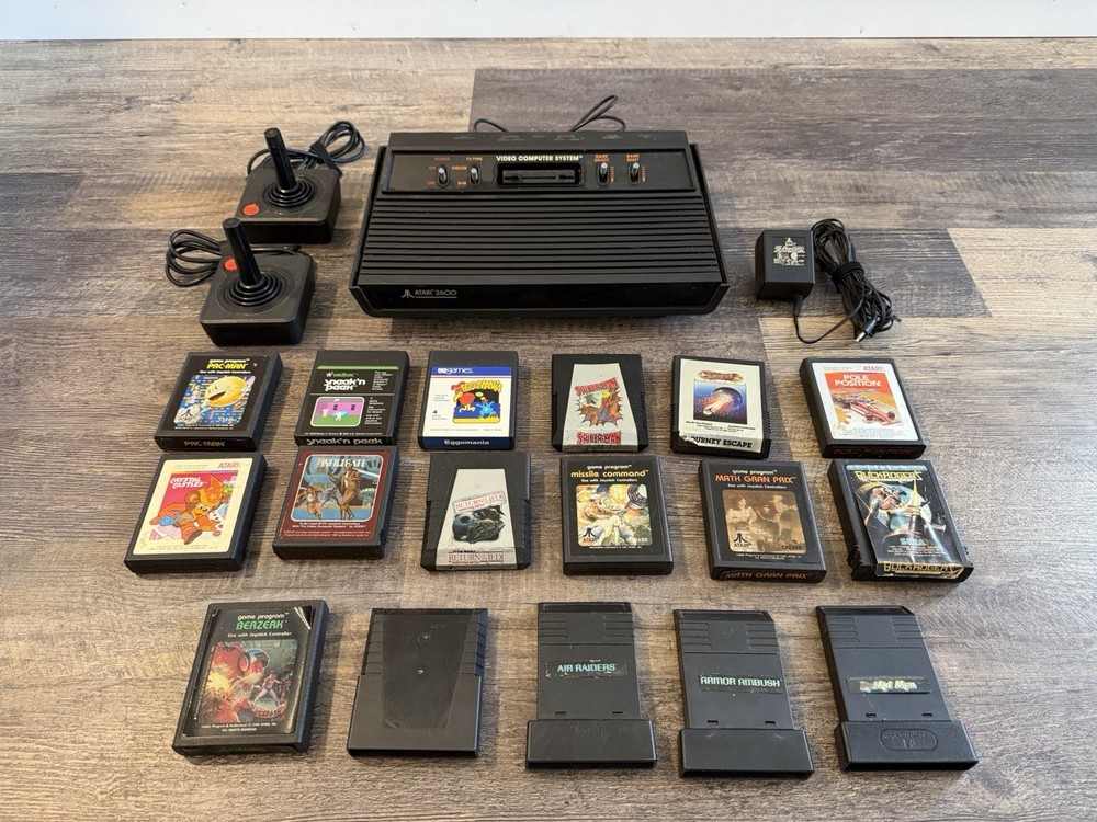 Atari 2600 Game Console W/ Power Adapter, 17 Games, 2 Joysticks - Untested