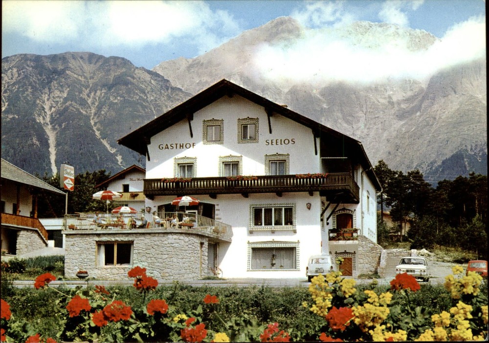 Austria Tirol Obermierming Gasthof Pension Seelos inn mountains  postcard sku399