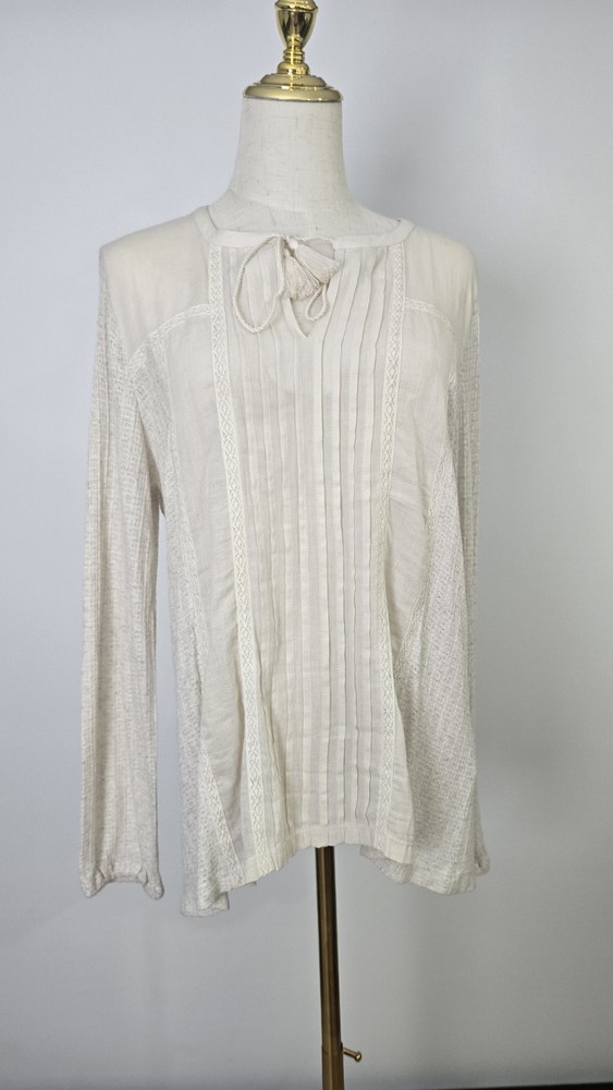 Lucky Brand Top Long Sleeve Cream Size Large