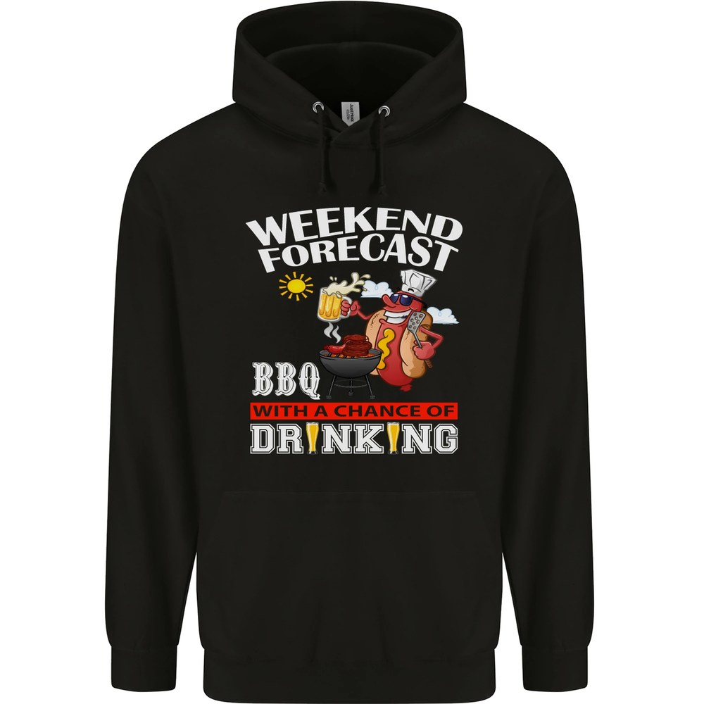 BBQ Weekend Forecast BBQing Alcohol Beer Mens 80% Cotton Hoodie