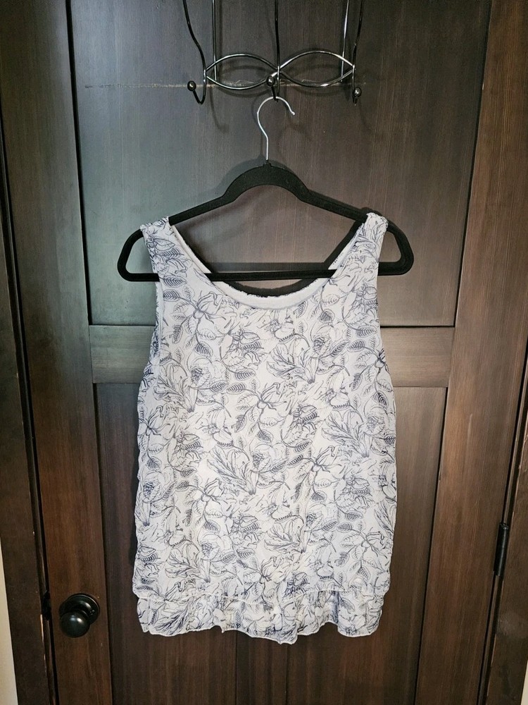 EUC Women's Giusy Italy Silk Boho Floral Layers Lined Tank Top Blouse Size Large