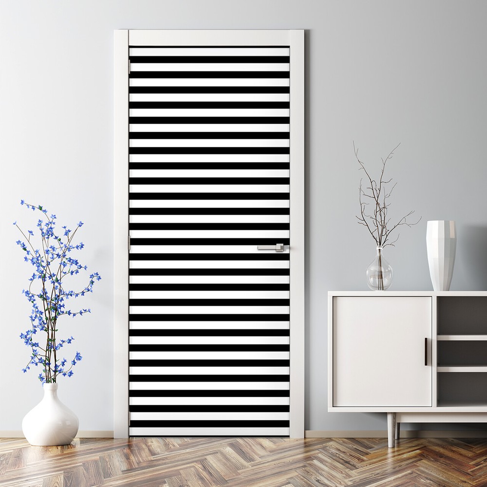 Stripe Renters Black and White Stripes Self Adhesive Door Decal Decor