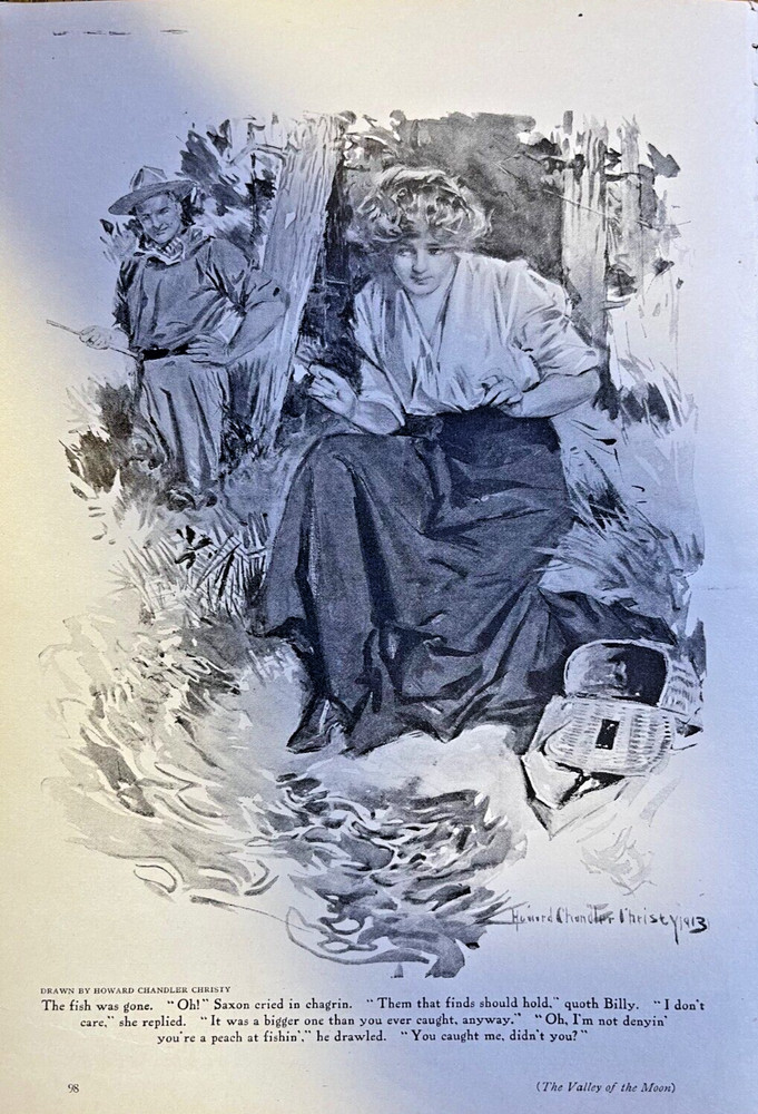 1913 Magazine Illustration Man Woman in Wilderness by Howard Chandler Christy