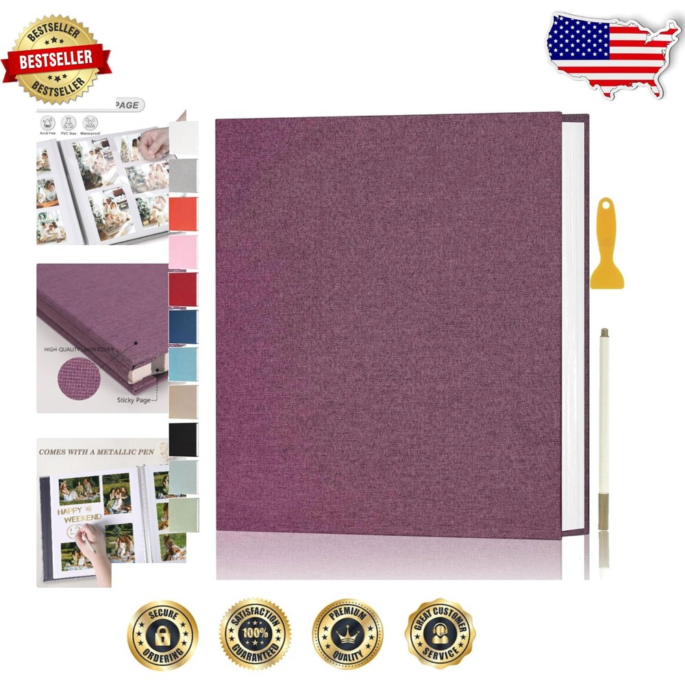 Stylish Rectangular Scrapbook for Weddings & Celebrations - 60 Acid-Free Pages-image