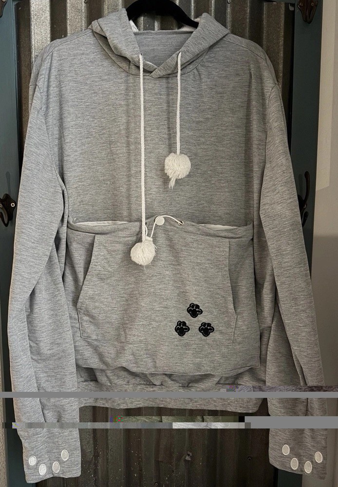 Catagaroo Hoodie Sweatshirt With Kangaroo Pouch For Cat Pet Carrier XXL 2XL