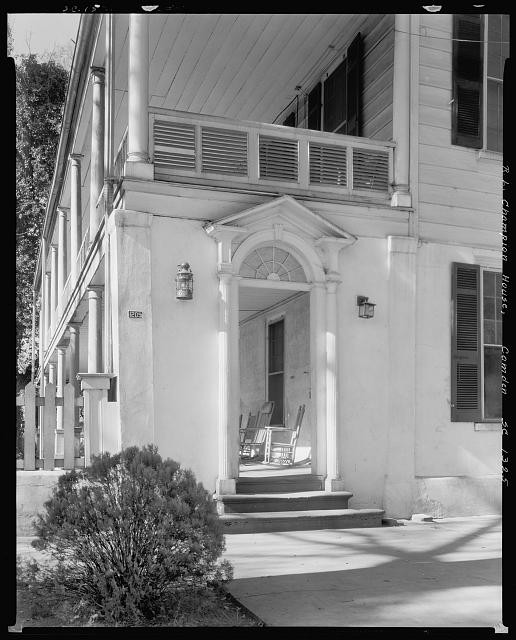 Camden South Carolina Richard Lloyd Champion House 1930s Porch Entrance